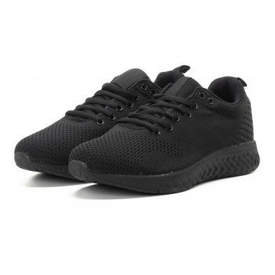 Ανδρικά μαύρα πλεκτά αθλητικά παπούτσια it301118-5 3