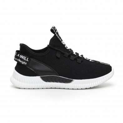 Ανδρικά μαύρα υφασμάτινα αθλητικά παπούτσια με λευκή επιγραφή it110919-3 2