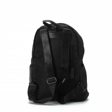 Μαύρη τσάντα πλάτης με τρίχρωμη ρίγα στην τσέπη it290818-24 4