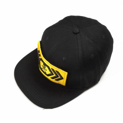 Μαύρο καπέλο με κίτρινη ρίγα it290818-2 2