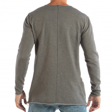 Ανδρική γκρι μπλούζα από πλεκτό ύφασμα με φερμουάρ it240818-125 3