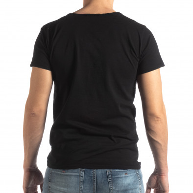 Ανδρική μαύρη κοντομάνικη μπλούζα Vintage στυλ it210319-78 3