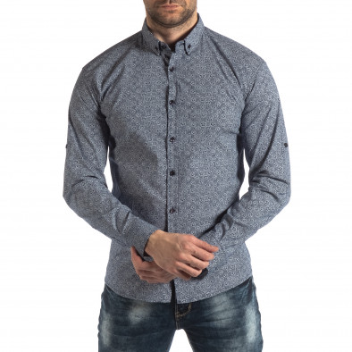 Ανδρικό γαλάζιο Slim fit πουκάμισο με φλοράλ μοτίβο it210319-92 2