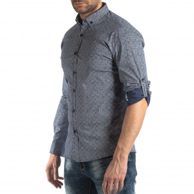 Ανδρικό γαλάζιο Slim fit πουκάμισο με φλοράλ μοτίβο it210319-92 4