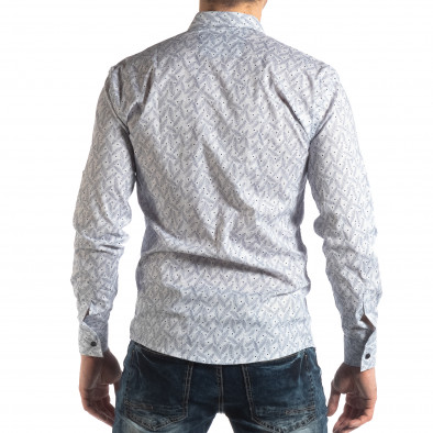 Ανδρικό λευκό Slim fit πουκάμισο με μοτίβο φύλλα it210319-99 3