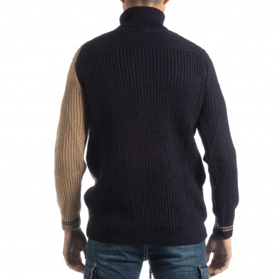 Ανδρικό πουλόβερ σε σκούρο μπλε και μπεζ it051218-56 3