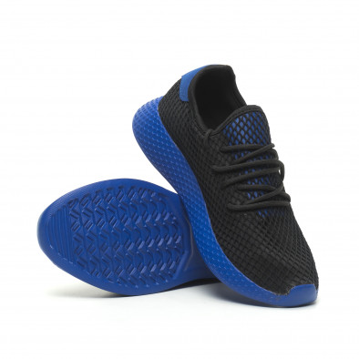 Ανδρικά μαύρα αθλητικά παπούτσια Mesh με μπλε λεπτομέρειες it230519-11 4