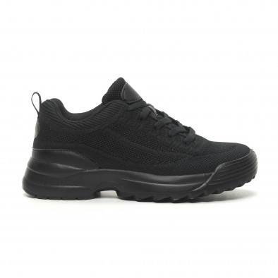 Ανδρικά μαύρα αθλητικά παπούτσια All Black με Chunky σόλα it230519-12 2