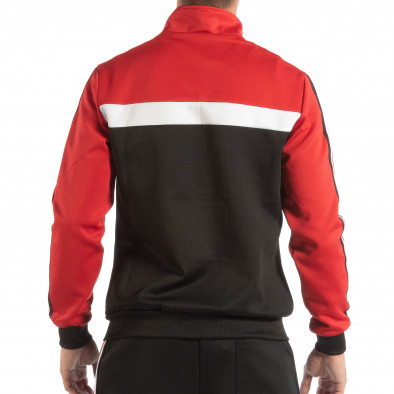 Ανδρικό μαύρο φούτερ με ριγέ 5 striped σε κόκκινο it240818-107 3