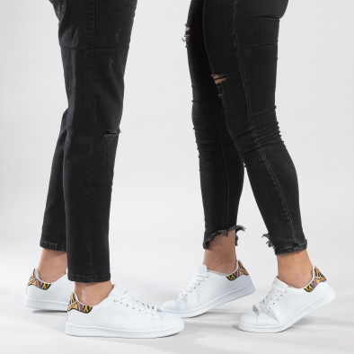 Λευκά sneakers για ζευγάρια με διακοσμητική λεπτομέρεια cs-it150319-6-it150319-51 2