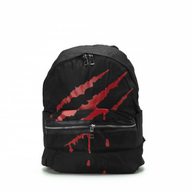 Μαύρη τσάντα πλάτης με κόκκινη στάμπα it290818-21 2