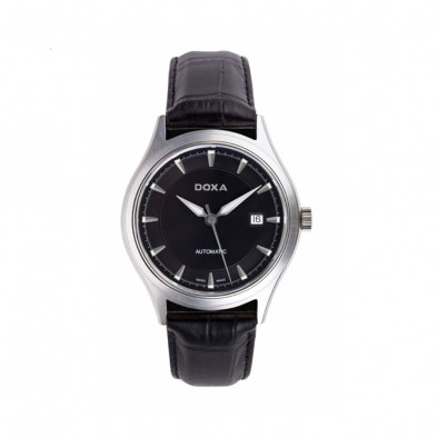 Ανδρικό ρολόι Doxa Tradition Black Dial Black Leather 
