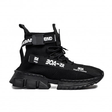 Ανδρικά μαύρα ψηλά sneakers Boa tr260221-1 2