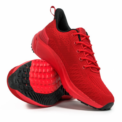 Ανδρικά κόκκινα sneakers σε υφή it090321-5 4