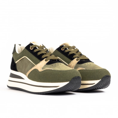 Γυναικεία συνδυασμένα πράσινα sneakers με πλατφορμα AD611 it040822-1 3
