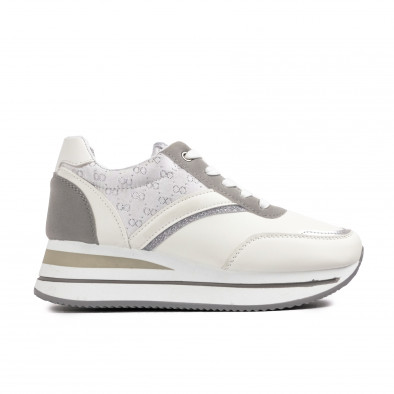Γυναικεία συνδυασμένα λευκά sneakers με πλατφορμα Mix Feel AD421 it040822-5 2