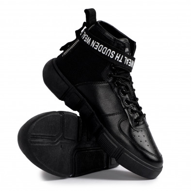 Ανδρικά μαύρα ψηλά sneakers με αξεσουάρ gr020221-7 4