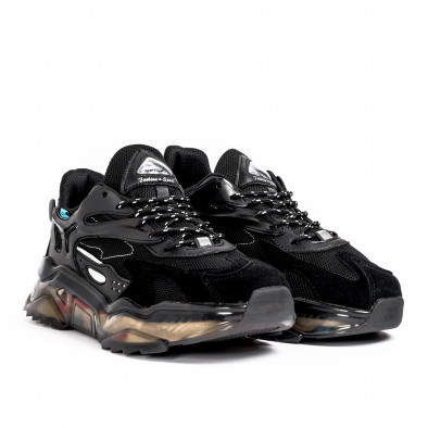 Ανδρικά μαύρα sneakers με λεπτομέρειες σιλικόνης gr221021-6 3