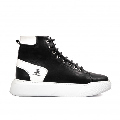 Ανδρικά ψηλά sneakers σε μαύρο και άσπρο Boa 0155 tr061022-2 2