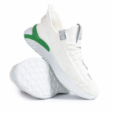 Ανδρικά λευκά sneakers με πρασινή λεπτομέρεια gr020221-4 5