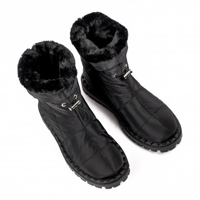 Basic γυναικεία μαύρα μποτάκια με επένδυση γούνας  Miranda K2635 it300822-12 4