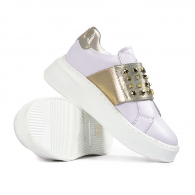 Γυναικεία λευκά sneakers με χρυσή λεπτομέρεια και λάστιχα AB2301-4 it040822-15 4
