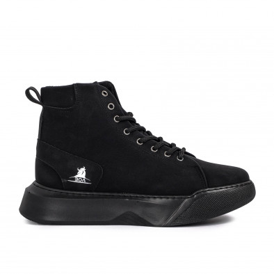Ανδρικά μαύρα ψηλά sneakers Boa 0155 tr051021-8 2