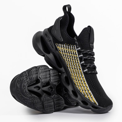Ανδρικά μαύρα αθλητικά παπούτσια σε υφή it261020-3 4