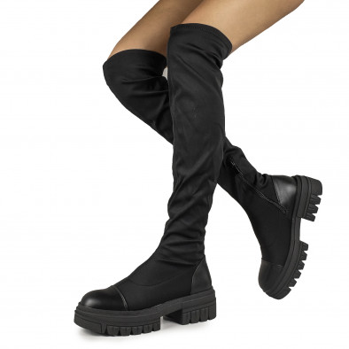 Γυναικείες μαύρες μπότες Over the Knee CH2155 it161121-4 4