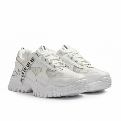Γυναικεία λευκά Chunky sneakers με δίχτυ it110221-11 3