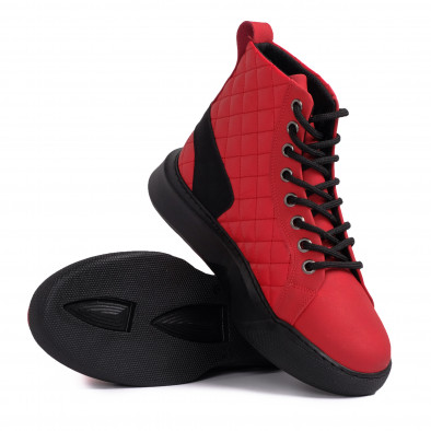 Ανδρικά κόκκινα ψηλά sneakers με καπιτονέ tr050121-1 4