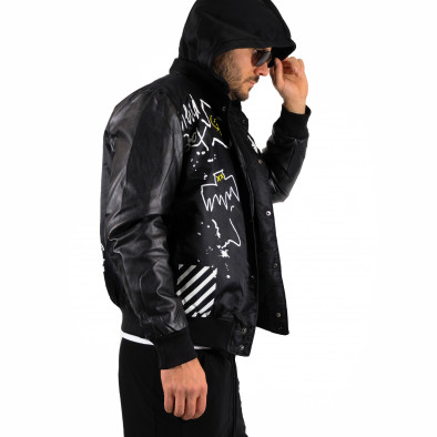 Ανδρικό μαύρο μπουφάν bomber X-Feel 3A69 it121022-3 4