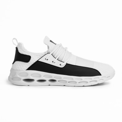 Ανδρικά λευκά αθλητικά παπούτσια κάλτσα με λάστιχο it180820-3 3