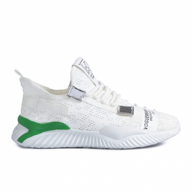 Ανδρικά λευκά sneakers με πρασινή λεπτομέρεια gr020221-4 2