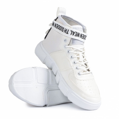 Ανδρικά λευκά ψηλά sneakers με αξεσουάρ gr020221-6 5