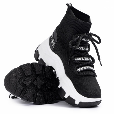Γυναικεία μαύρα sneakers μποτάκια κάλτσα tr231020-1 4