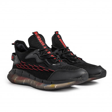 Ανδρικά μαύρα αθλητικά παπούτσια με σόλες σιλικόνης YH666 gr070921-55 3