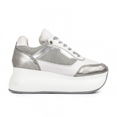 Γυναικεία λευκά sneakers με πλατφορμα AB2302-1 it220322-24 2