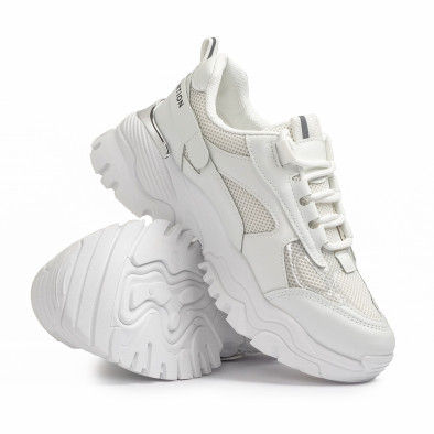 Γυναικεία λευκά Chunky sneakers με δίχτυ it110221-11 4