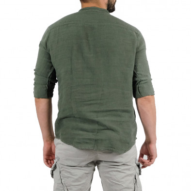 Ανδρικό πράσινο λινό πουκάμισο Just West 2022-CA13 it120422-1 3