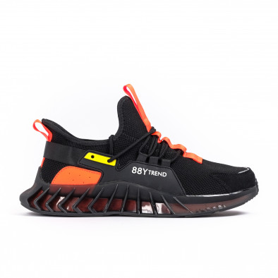 Ανδρικά μαύρα με fluo αθλητικά παπούτσια Bazaar Charm SH118-2 it250722-2 2
