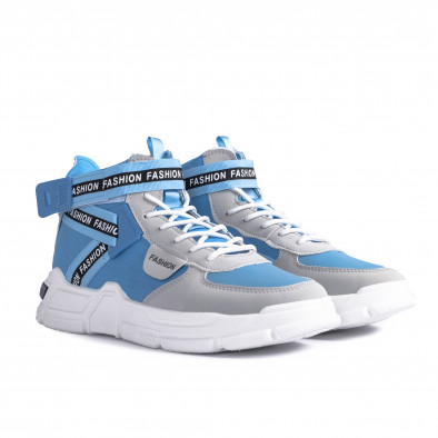 Ανδρικά γαλάζια ψηλά sneakers Chunky gr020221-11 4
