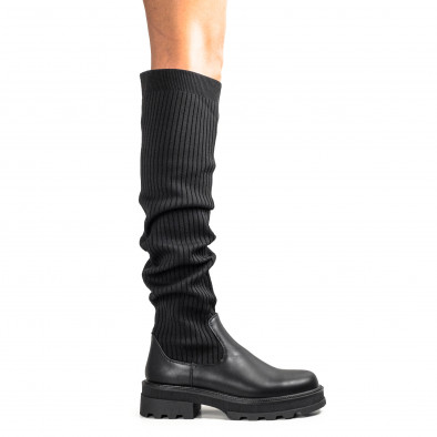 Γυναικείες μαύρες μπότες κάλτσα Wellspring R568 it300822-1 2