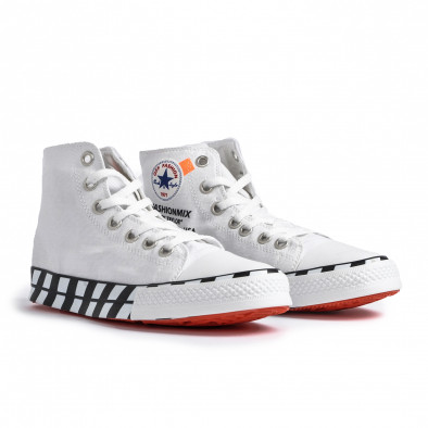 Ανδρικά λευκά ψηλά sneakers με πριντ tr260820-2 3
