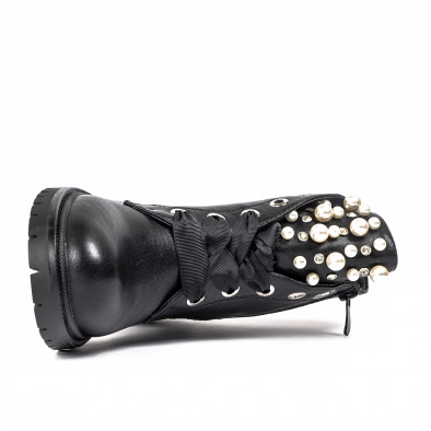 Γυναικεία μαύρα μποτάκια με μαργαριτάρια Bellamica HJ3050 it300822-8 5