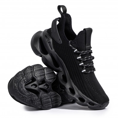 Ανδρικά All black αθλητικά παπούτσια σε υφή it261020-4 4