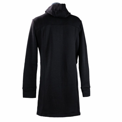 Ανδρικό μαύρο φούτερ μακρύ μοντέλο με κουκούλα tr240921-12 6