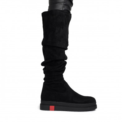 Γυναικείες μαύρες μπότες over the knee κάλτσα it161220-18 2