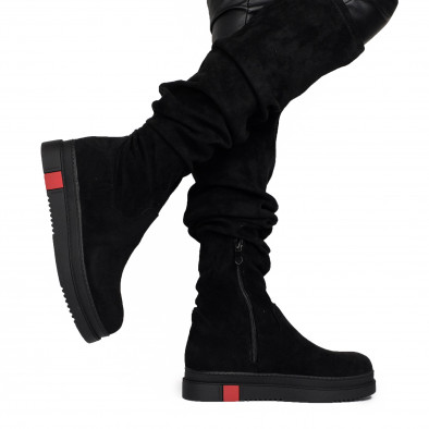 Γυναικείες μαύρες μπότες over the knee κάλτσα it161220-18 4