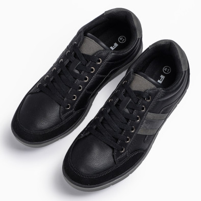 Ανδρικά μαύρα sneakers με γκρι λεπτομέρειες it300920-54 4